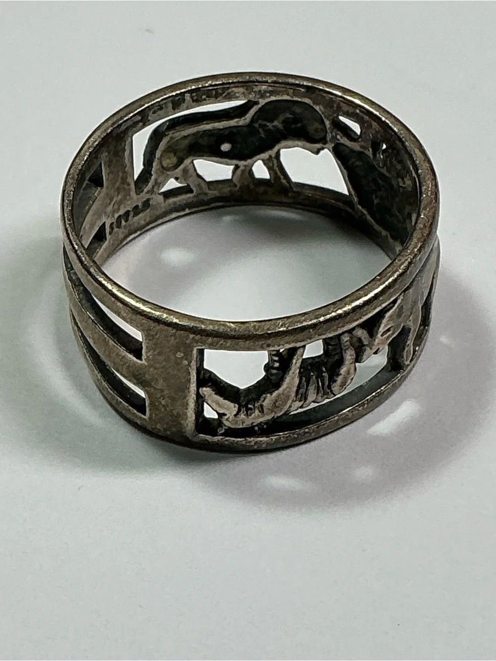 Vintage Sterling Silver Open Works Zoo Ring. Size 9